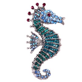 Ficsowy Trendy Rhinestone Seahorse Brooches Pin Elegant Cute Lapel Pin - Sparkly Animal Fashion Pin,for Dresses, Blazers, Sweaters, Or Denim Jackets
