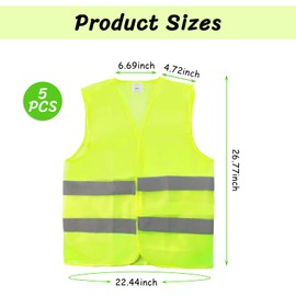 TIVUNORON High Visibility Vests Car Set of 5, Reflective Vest, Safety Vest, Car Safety Vest, Yellow, Hi-Vis Vest, Breakdown Vest, Safety Vests for Adults, neon yellow