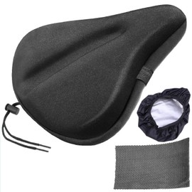[VICKMALL] Bicycle Saddle Cover Spin Bike Cushion Waterproof PVC Non-Slip Super Thick Shock Absorption Soft Black (S)