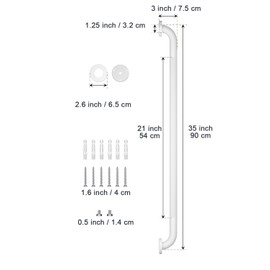 2 Pack 36 Inch Anti Slip Shower Grab Bar Oil Rubbed White 1.25" Diameter,Munzong Bathroom Grab Bar, Knurled Bathroom Balance Bar,Safety Hand Rail Support Handicap Elderly Senior Assist Bath Handle