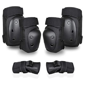 Garselay Juego de Rodilleras, Rodillera Codera Muñequera 6 en 1 Set, Juego de Rodilleras Coderas y Muñequeras, Adecuado para Bicicleta Patinaje Ciclismo Monopatín y Deportes Extremos - （M）