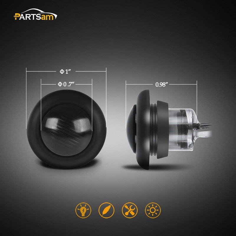 Partsam 20Pack 3/4" Inch Smoke Lens Amber LED Round Clearance