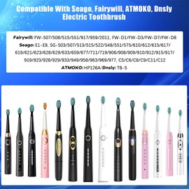 10 Pack Toothbrush Heads Compatible for Fairywill Toothbrush Heads FW-507/508/515/551/917/959/2011, FW-D1/FW-D3/FW-D7/FW-D8, Most SG Series, HP126A, TB-5 Moderately Soft Bristles Brush (Black)