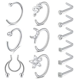 Mayhoop 18G Stainless Steel Nose Ring Hoop Nose Rings Studs Piercings Hoop Jewelry for Women Men