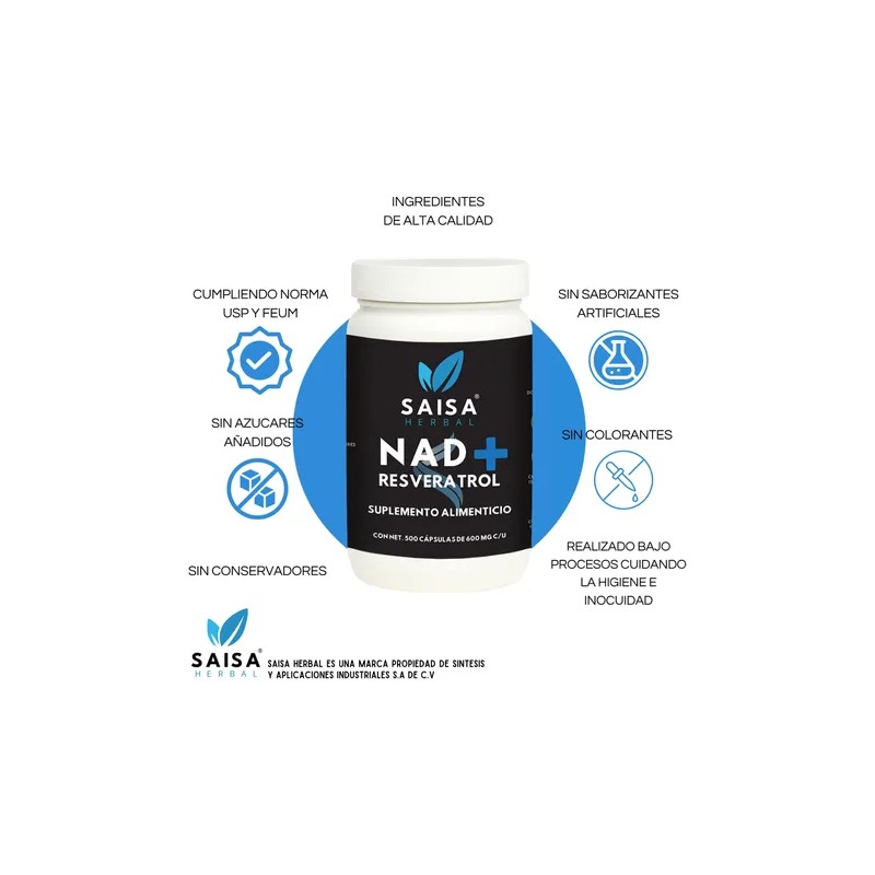 Nad 500 Cápsulas Resveratrol Suplemento Alimenticio