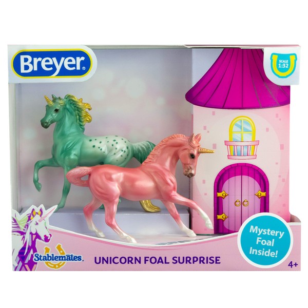 Breyer Horses Stablemates Mystery Unicorn Foal Surprise | Open and Find The Surprise Unicorn Foal | 3 Horse Set | Horse Toy | Horse Figurines | 3.75" x 2.5" | 1:32 Scale |  Model #6052