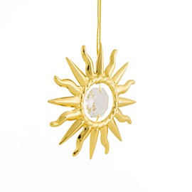 Mascot Sunburst Sun Catcher Ornament with Clear Crystals - Gift for Thanksgiving, Anniversary, Christmas, Wedding or Home Decorations