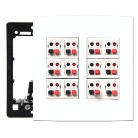 DIYTECH Premium 12 Speaker Wall Plate, Supports 12 Configurations, Screwless 2 Gang Plate with Speaker Port