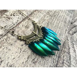 Real Elytra Beetle Wing Necklace Preserved insect jewelry Scarab pendant Bug gifts for adults