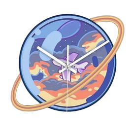 astylishome Outdoor Clocks for the Garden Planet Round Wall Silent Non Ticking Art Painting Clock for Bedroom Living Room School Home Decor Kitchen Accessories 2012