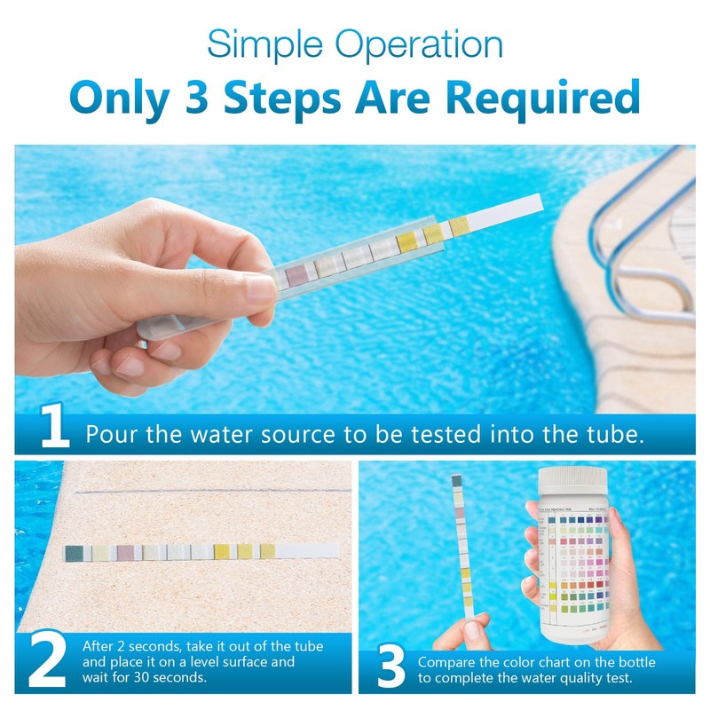 9-Way Pool Test Strips,Strips for Hot tub and Spa, Accurate