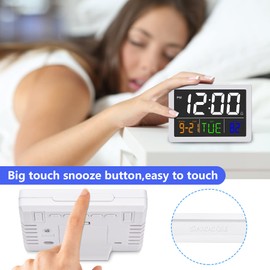 SZELAM Alarm Clock, Digital Clock,5.5 "Larger Display LED Electric Digital Clock with USB Charger,6 Brightness Levels,Volume Adjustable,Date Temperature Display Table Clock for Bedside Desk Bedroom