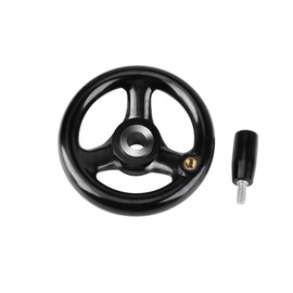 3 Spoke Hand Wheel 200x18mm Detachable Crank Hand Wheel Rubber Lathe Accessories for Lathe and Milling Machine (Black)