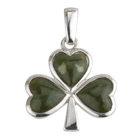Shamrock Necklace Sterling Silver & Connemara Marble Irish Made