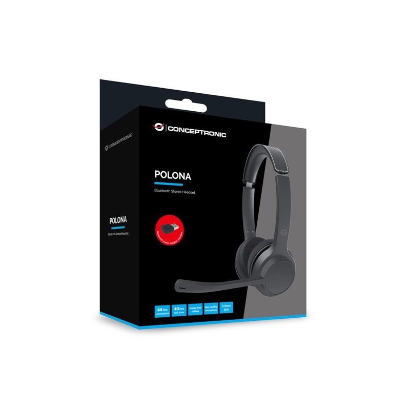 CONCEPTRONIC POLONA04BA Bluetooth Stereo Headset with USB Audio Adapter, Noise
