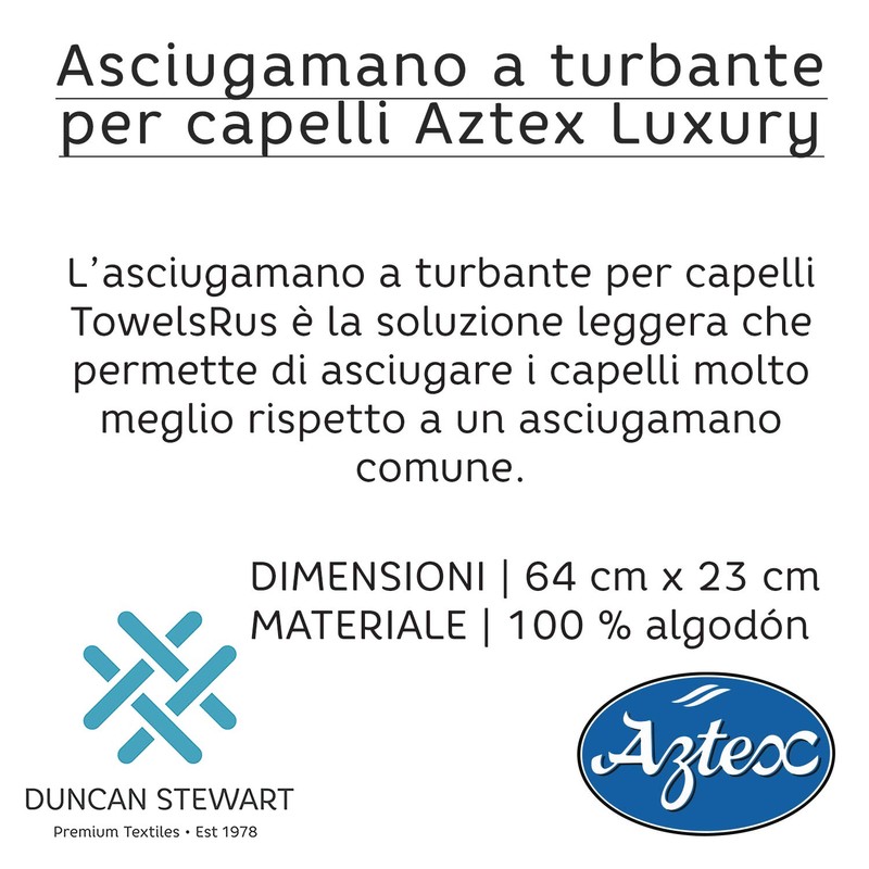 aztex Luxury Hair Turban Towel, Head Wrap Towel, Hair Drying