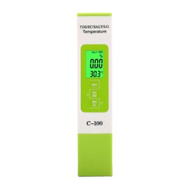 Water Tester, C-100 5 in 1 Salinity TDS EC Seawater Tester Digital Water Quality Tester with Backlight for Drinking Water, Aquarium, Swimming Pool