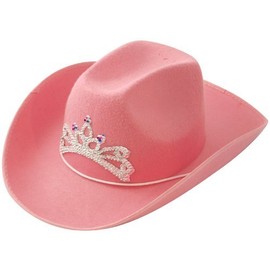 Pink Cowboy Hat with Tiara on Front