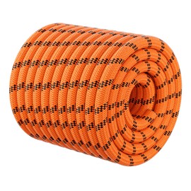 Double Braided Arborist Rigging Rope - 1/2 in X 100 ft 48 Strands Outdoor Pulling Heavy Duty Polyester Bull Rope for Swing Tree Work Camping Rescue Hiking Logging - Orange