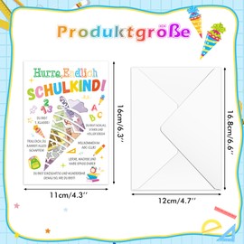 HOWAF Zuckertüte Geldgeschenk Einschulung mit Umschlägen, Karte Schulkind Karte Schulanfang Geldgeschenk Verpackung für Schultüte Füllung, Glückwunschkarte Einschulung Geschenk Junge Mädchen, A