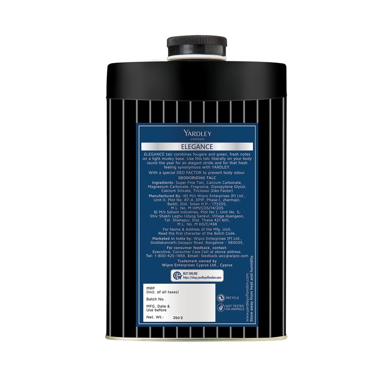 Yardley London - Elegance Deodorizing Talc for Men, 250g