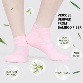 WeciBor Womens Bamboo Low Cut Athletic Sock, Anti-Blister Cushioned Sports Trainer Ankle Running Socks, 4 Pack Multicolor, Size 6-8