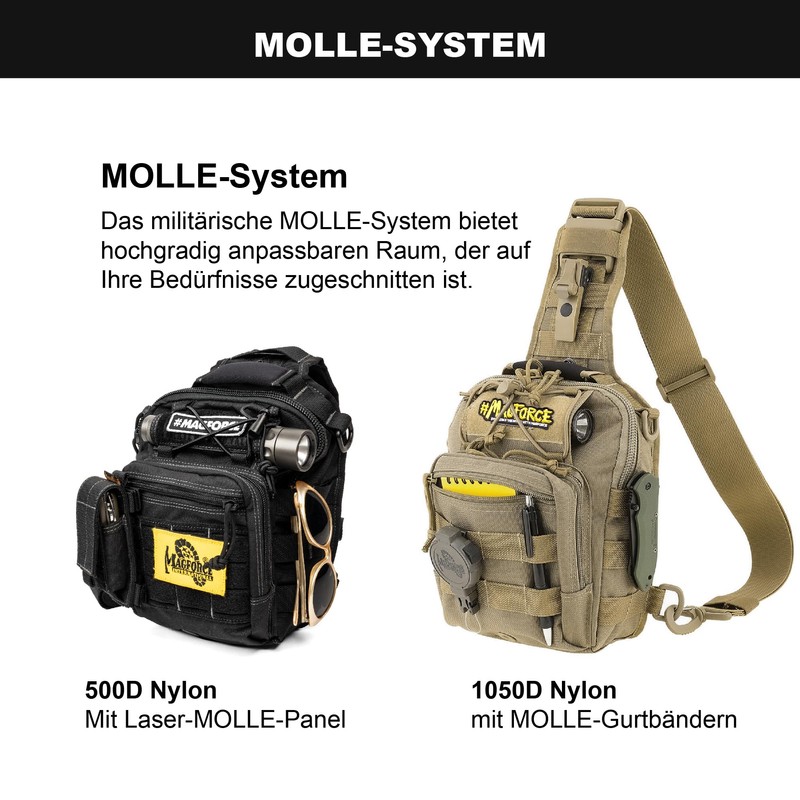 Magforce Tactical Sling Bag "Hamburger", MOLLE Shoulder & Chest Bag,