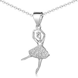 MATERIA by Matthias Wagner Ballerina Pendant Silver 925 Zirconia Stones with Chain, Zirconia