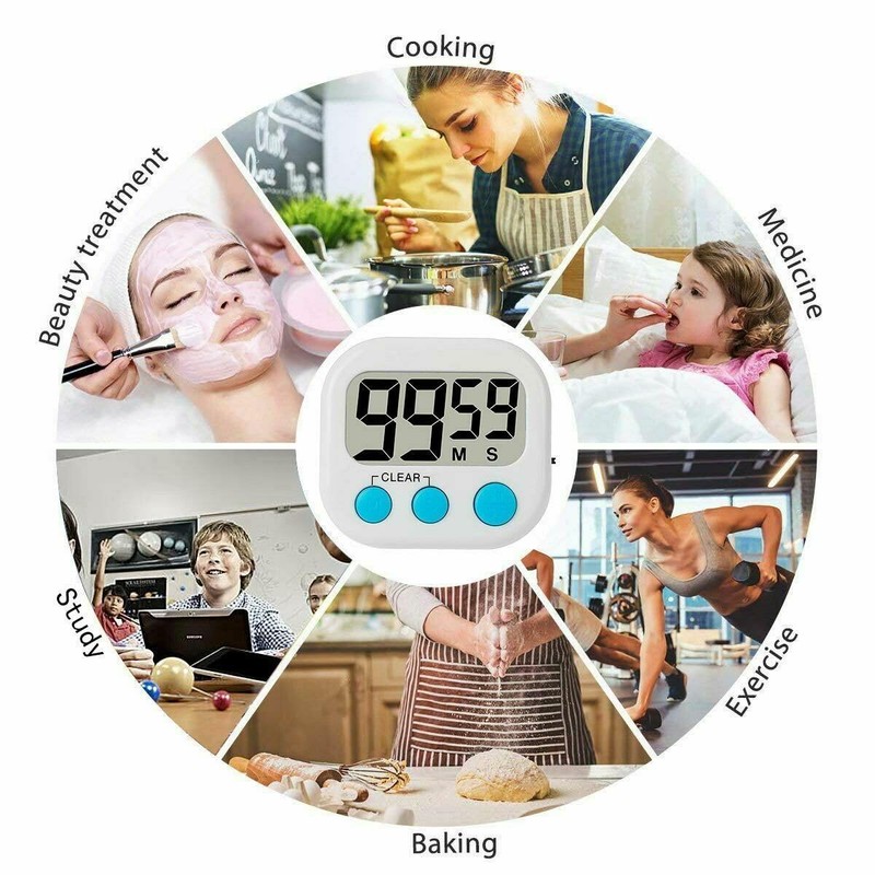 Digital Kitchen Timer with Large LCD and Magnetic Stopwatch. Portable
