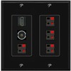 RiteAV 4 Speaker 1 Toslink-Optical HDMI Wall Plate - 2 Gang [Black/Black]
