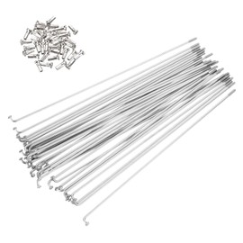 PATIKIL 14G Bicycle Spokes 179 Mm/7.05 Inch, 36 Pcs Stainless Steel J Bend 2mm Mountain Bike Spokes with Brass Nipples for City Road Bike Electric Bike MTB Wheel Spokes, Silver