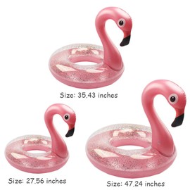Inflatable Flamingo Swimming Ring, Glitter Pink Swimming Ring, Air Mattress, Pool Floaties, Pool Inflatable Ring, Adults, Children for Pool Party Toy (90)