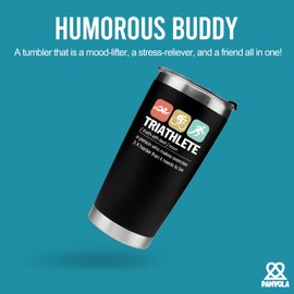 Panvola Triathlete Definition Mug Athlete Gifts Swimmer Biker Runner Sports Player Triathlon Stainless Steel Vacuum Insulated Tumbler with Lid and Straw 20 oz Black