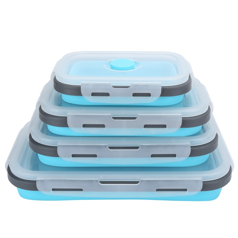 4Pcs/Set Silicone Lunch Box Collapsible Food Storage Container Bento Box
