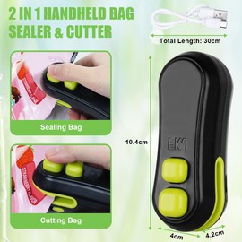HOTUT Bag Sealer, 2-in-1 Mini Sealing Device with Magnetic Base, Small Film Welding Machine for Plastic Bags, Food Storage, Snack, Chip Bags, Black