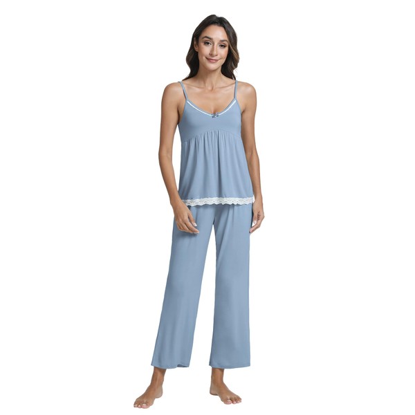 DREAMHALO Pajamas for Women Soft Cami Top with Pants Sleeveless