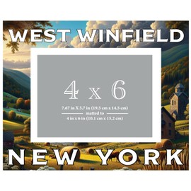 R and R Imports West Winfield New York Souvenir Wooden Photo Frame Matted 4 x 6 Inch - Full Color Destination Design Keepsake 2-Pack