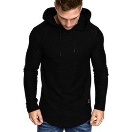 Aiyino Men's Long Sleeve Athletic Hoodies Sport Sweatshirt Solid Color Fashion Pullover M Black