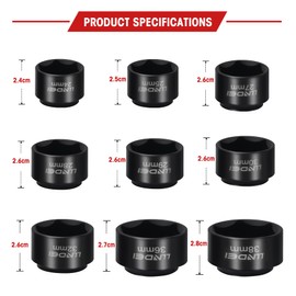 LLNDEI 10 Pieces 3/8" Drive Low Profile Oil Filter Socket Set, Oil Filter Cap Removal Tool kit, Metric(24mm-38mm) with 75mm Extension Bar, Cr-v Steel for Anti-Rust & Corrosion.