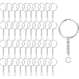 Keychain Ring Set - 40pcs Metal Split Key Rings with Chain and Open Jump Rings,1"/25mm Diameter Split Key Chain Rings, Keyring Chains, Keyring Rings for DIY craft Art jewellery Making Attachment