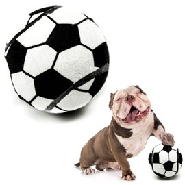 Petopedia Tough Dog Toys JUMBO LARGE [5"] HARD TENNIS BALL for Dogs Indestructible Dog Toys Basketball Football Interactive Dog Toys for Boredom Chew Toys for Dogs Play (Football)