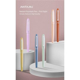 Natami Fountain Pen Fine Hooded Nib Converter 1 Ink Cartridge Pastel Color Lightweight Smooth Writing Aluminum Trim Metal Clip (Cornflower Blue)