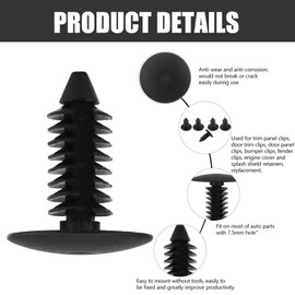 100 Pieces Universal Car Door Trim Bumper Rivets Clip Automotive Holder Clip Screws Push Lock Holder Clips Car Bumper Trim Clips Black