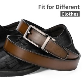 LCG LUCHENGYI Men's Ratchet Belt, 1 3/8'' Leather Dress Belt Adjustable for Gift Men Dress and Casual, Trim to Fit