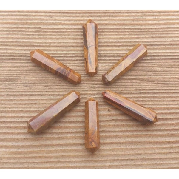 NATURAL FANCY AGATE DOUBLE TERMINATED GEMSTONE CRYSTAL PENCIL POINT (ONE)