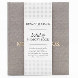 Holiday Memory Book (Taupe, 105 Pages) - Linen Scrapbook Album for Thanksgiving & Christmas Memories - Photo Journal Keepsake for Family Traditions
