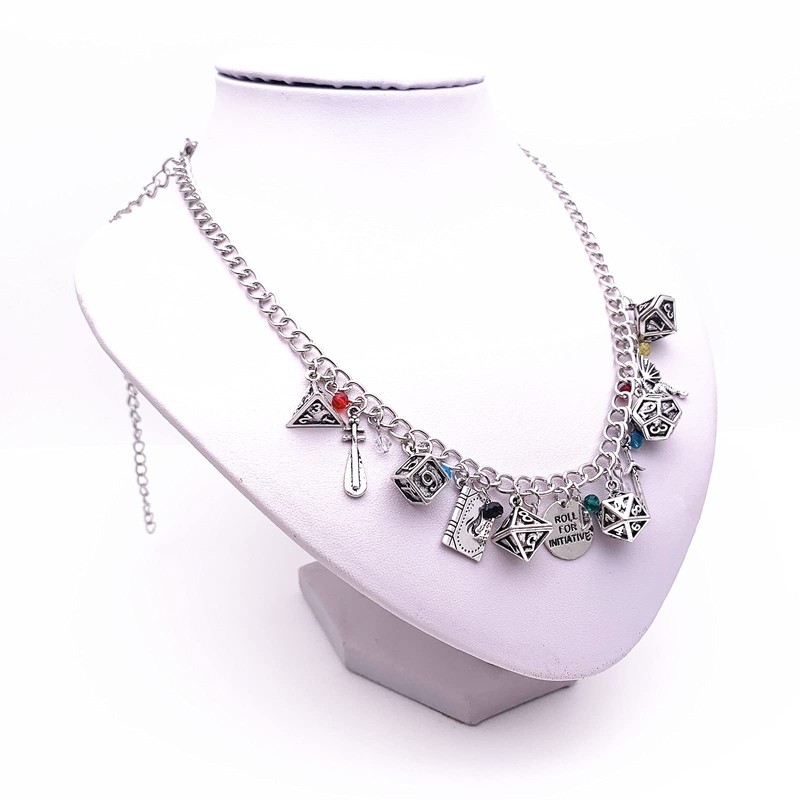 DreamWater Dungeons Charm Necklace Dragons Gifts for Woman (Antique Silver)