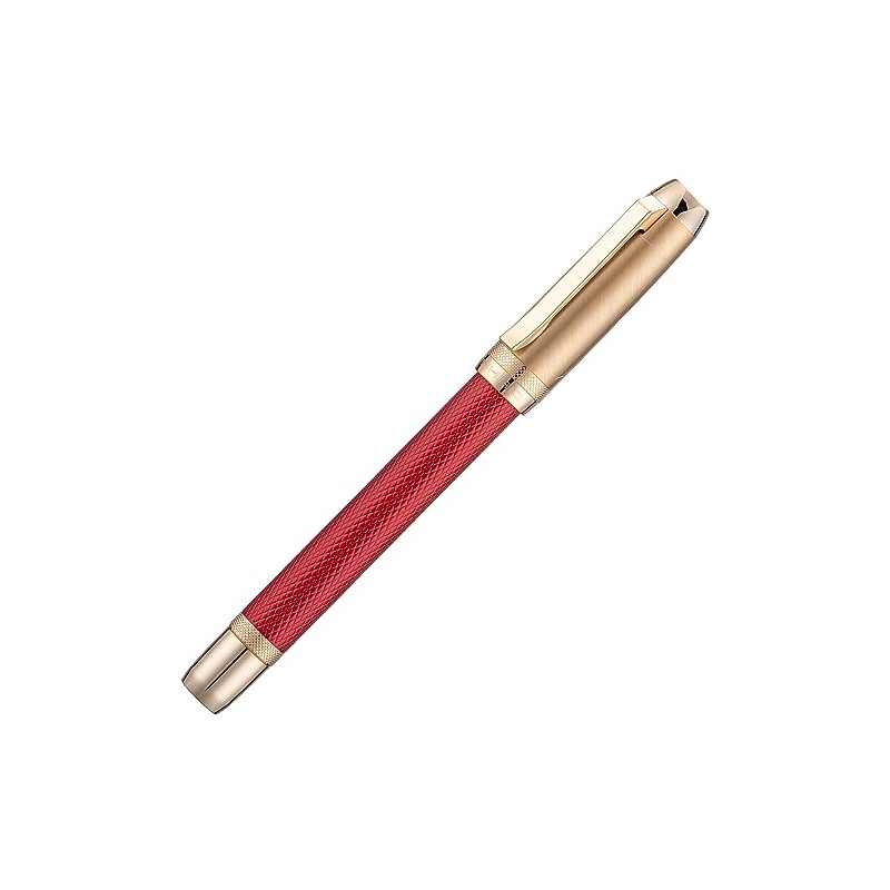 Jinhao 92 Pluma estilográfica roja punta media, metal sólido con