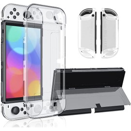 Elnicec Switch OLED Cover, Clear Cover, TPU Joy-Con (L)/(R) Cover, Split Design, Easy to Put on and Take Off, No Yellowing, Ultra Thin, Lightweight, Ultra Shockproof, Anti-Fingerprint, Scratch