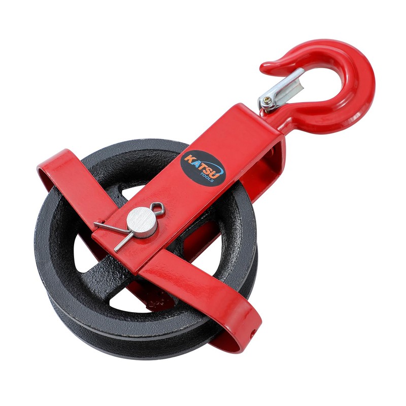KATSU Tools Gin Wheel 125mm with Swivel Hook Scaffolding Pulley